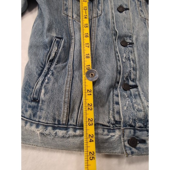 Levi's Denim Trucker Jacket Men's Small Blue Medium Wash Distressed S40116 - Picture 15 of 16